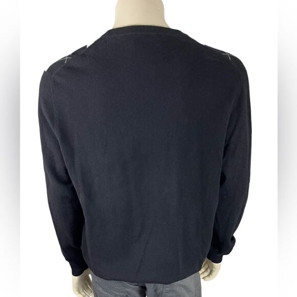 Alan Flusser V-Neck Argyle Sweater 100% Cashmere Size L Like New Condition - Picture 4 of 10